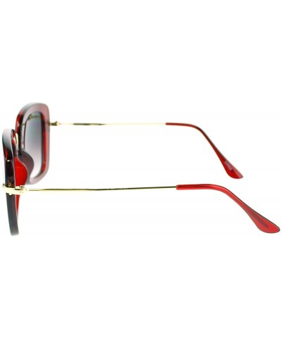 Rectangular Womens Rectangular Plastic Runway Fashion Metal Hinge Designer Sunglasses - Burgundy - C711MWB0LEH $10.11