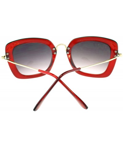 Rectangular Womens Rectangular Plastic Runway Fashion Metal Hinge Designer Sunglasses - Burgundy - C711MWB0LEH $10.11