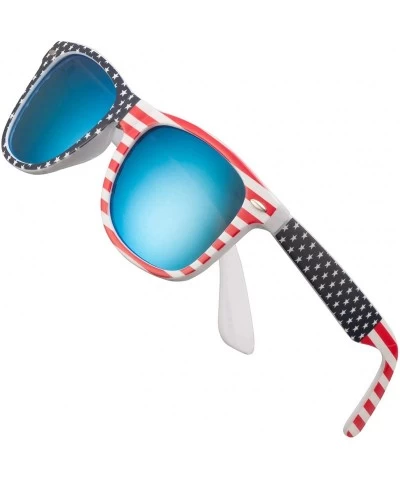 Sport Polarized Sunglasses for Men Retro - Polarized Retro Sunglasses for Men FD2149 - Blue-flag - C418INNMCCQ $21.00