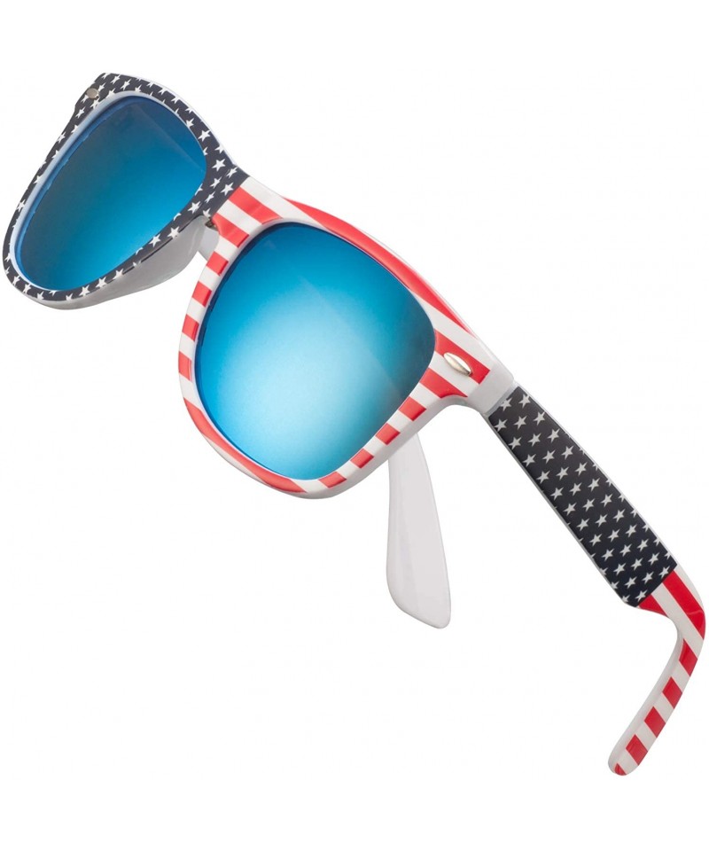 Sport Polarized Sunglasses for Men Retro - Polarized Retro Sunglasses for Men FD2149 - Blue-flag - C418INNMCCQ $10.22