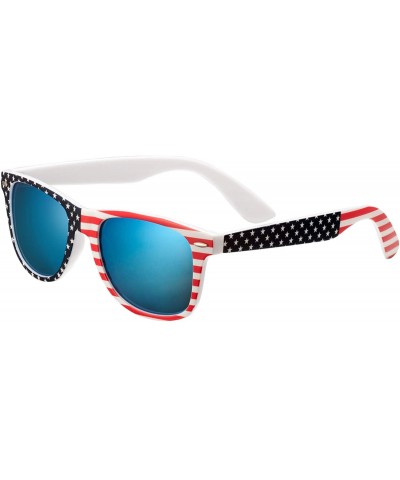 Sport Polarized Sunglasses for Men Retro - Polarized Retro Sunglasses for Men FD2149 - Blue-flag - C418INNMCCQ $10.22
