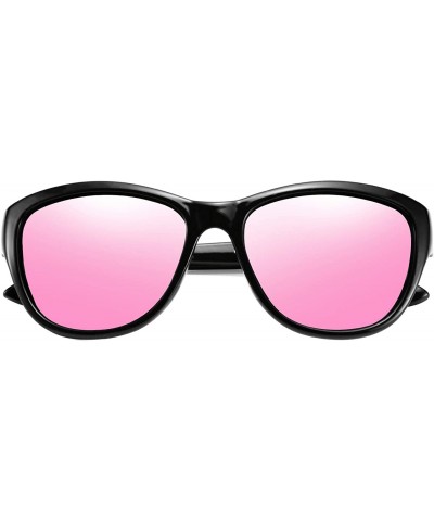 Oversized Women Vintage Polarized Sunglasses Lady Elegant Cateye Sun Glasses B2476 - Pink - CF18W6K3G83 $15.72