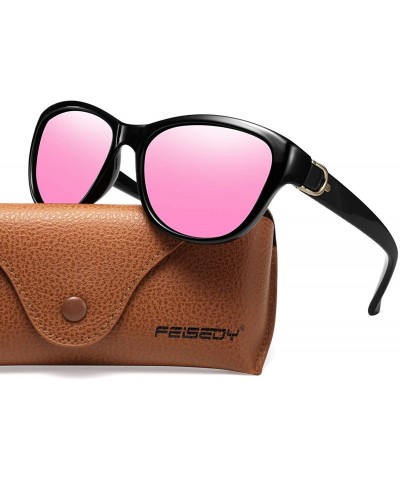 Oversized Women Vintage Polarized Sunglasses Lady Elegant Cateye Sun Glasses B2476 - Pink - CF18W6K3G83 $15.72