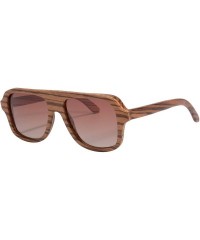 Oversized Wooden Sunglasses Oversized Retro Eyeglasses Wood Frame Polarized with Case- Z6043 (small zebra- gradient brown) - ...