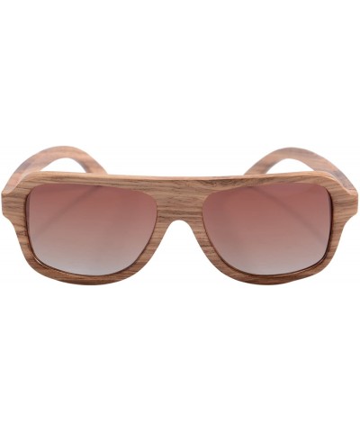 Oversized Wooden Sunglasses Oversized Retro Eyeglasses Wood Frame Polarized with Case- Z6043 (small zebra- gradient brown) - ...