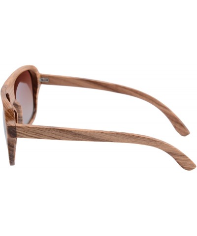 Oversized Wooden Sunglasses Oversized Retro Eyeglasses Wood Frame Polarized with Case- Z6043 (small zebra- gradient brown) - ...