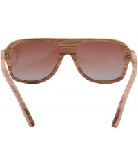 Oversized Wooden Sunglasses Oversized Retro Eyeglasses Wood Frame Polarized with Case- Z6043 (small zebra- gradient brown) - ...