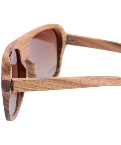 Oversized Wooden Sunglasses Oversized Retro Eyeglasses Wood Frame Polarized with Case- Z6043 (small zebra- gradient brown) - ...