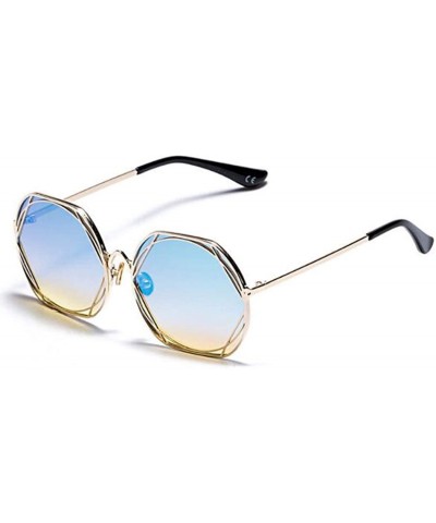 Aviator women fashion sunglasses six sided pattern - D - C418S5QENEY $81.44