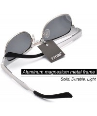 Oval Polarized Sunglasses- Unisex Clubmaster Classic Sunglasses - Sliver - C511Y4BNMQH $41.71