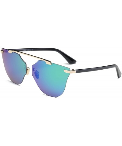 Rimless Women Rimless Fashion Round Cat Eye UV Protection Sunglasses - Green - CR18WU90ZI7 $17.21