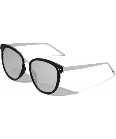 Cat Eye Daegu Flat Lens Retro Color Mirror Cat Eye Sunglasses - Silver - C019766SHZG $13.23