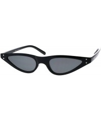 Rectangular Womens 80s Retro Vintage Goth Narrow Rectangular Cateye Sunglasses - All Black - CA18E0YKZ5E $7.20