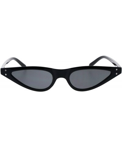 Rectangular Womens 80s Retro Vintage Goth Narrow Rectangular Cateye Sunglasses - All Black - CA18E0YKZ5E $7.20