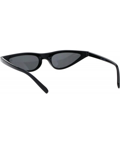 Rectangular Womens 80s Retro Vintage Goth Narrow Rectangular Cateye Sunglasses - All Black - CA18E0YKZ5E $7.20