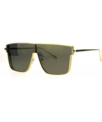 Shield Mirrored Robotic Shield Futuristic Mens Metal Rim Hip Hop Sunglasses - All Gold - C5183G2NYU9 $16.17