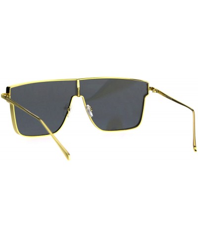 Shield Mirrored Robotic Shield Futuristic Mens Metal Rim Hip Hop Sunglasses - All Gold - C5183G2NYU9 $16.17