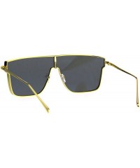 Shield Mirrored Robotic Shield Futuristic Mens Metal Rim Hip Hop Sunglasses - All Gold - C5183G2NYU9 $16.17