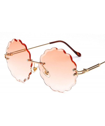 Rimless New Round Rimless Flower Sunglasses Metal Frame Sun Glasses Unique Decoration Eyewears - 7 - CC18W5S9IZU $45.29
