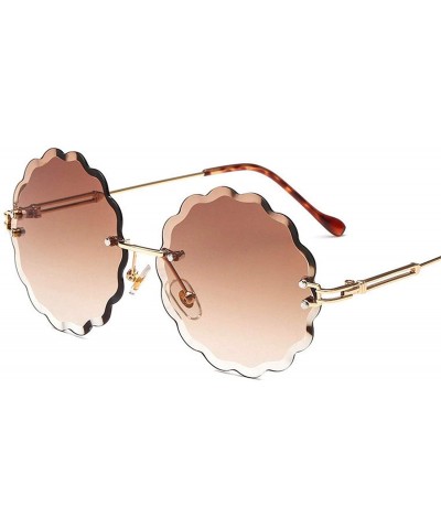 Rimless New Round Rimless Flower Sunglasses Metal Frame Sun Glasses Unique Decoration Eyewears - 7 - CC18W5S9IZU $29.80