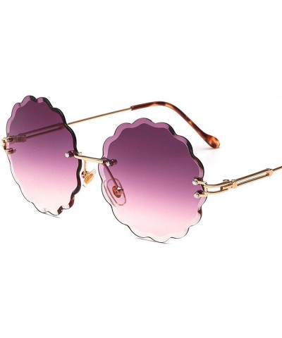 Rimless New Round Rimless Flower Sunglasses Metal Frame Sun Glasses Unique Decoration Eyewears - 7 - CC18W5S9IZU $29.80