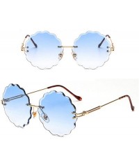 Rimless New Round Rimless Flower Sunglasses Metal Frame Sun Glasses Unique Decoration Eyewears - 7 - CC18W5S9IZU $29.80