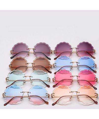 Rimless New Round Rimless Flower Sunglasses Metal Frame Sun Glasses Unique Decoration Eyewears - 7 - CC18W5S9IZU $29.80