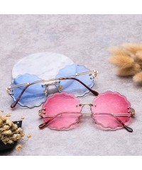 Rimless New Round Rimless Flower Sunglasses Metal Frame Sun Glasses Unique Decoration Eyewears - 7 - CC18W5S9IZU $29.80