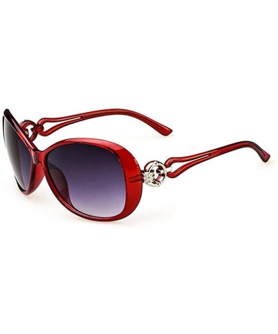 Round Womens Retro Round Sunglasses Vintage Classic Butterfly Designer Style Summer Fashion Glasses - Red - C2196O9GZAN $31.86