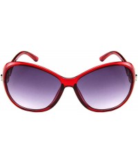 Round Womens Retro Round Sunglasses Vintage Classic Butterfly Designer Style Summer Fashion Glasses - Red - C2196O9GZAN $18.08
