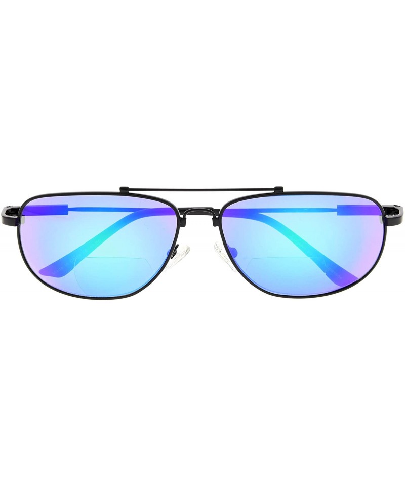 Wayfarer Memory Bifocal Sunglasses Flexible SUNSHINE READERS For Men And Women - Green-mirror - CM18N9QY3YU $13.09