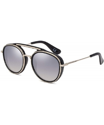Wrap 2020 fashion punk sunglasses male spacecraft retro round frame sunglasses sunglasses - Sliver - C0199MZIS7L $50.59