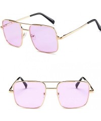 Aviator Polarized Sunglasses for Women - Vintage Glasses Metal Square Frame UV Protection Oversized Aviator Glasses - C7196NA...