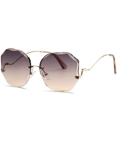 Square Trimmed sunglasses female polygonal fashion 2020 new two-tone film sunglasses - Grey Tea - C1190GW4G0L $10.42