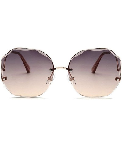 Square Trimmed sunglasses female polygonal fashion 2020 new two-tone film sunglasses - Grey Tea - C1190GW4G0L $10.42