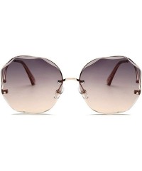 Square Trimmed sunglasses female polygonal fashion 2020 new two-tone film sunglasses - Grey Tea - C1190GW4G0L $10.42