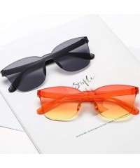 Square Unisex Fashion Sunglasses Retro Sunglasses Solid Color Square Sunglasses Beach Frameless Siamese Sunglasses - M - C819...