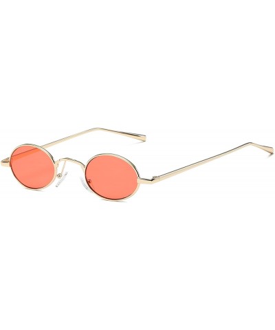 Oval Vintage Small Round Sunglasses Retro Slender Metal Frame Candy Colors B2422 - Gold/Red - C618D5UKO97 $24.40