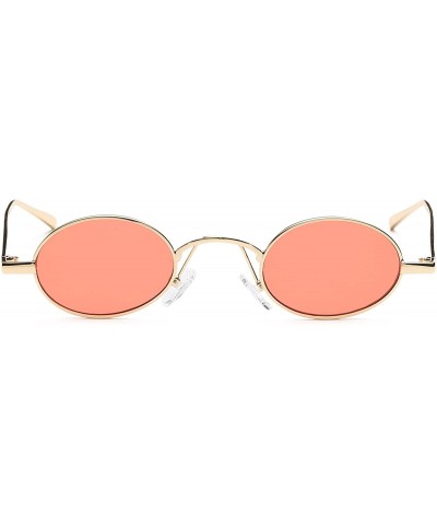 Oval Vintage Small Round Sunglasses Retro Slender Metal Frame Candy Colors B2422 - Gold/Red - C618D5UKO97 $10.27