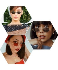 Oval Vintage Small Round Sunglasses Retro Slender Metal Frame Candy Colors B2422 - Gold/Red - C618D5UKO97 $10.27