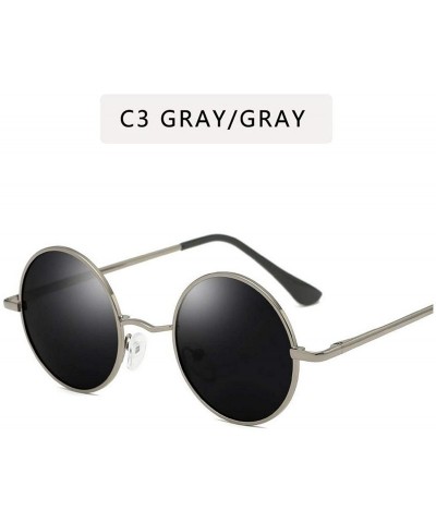 Round Retro Punk Style Round Polarized Sunglasses Men Women Metal Frame Sun Glasses UV400 - C3 - C71985IGQ35 $16.31