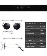 Round Retro Punk Style Round Polarized Sunglasses Men Women Metal Frame Sun Glasses UV400 - C3 - C71985IGQ35 $16.31