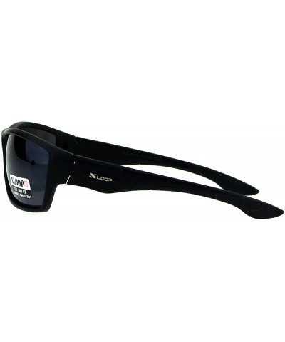 Wrap Xloop Anti-Glare Sunglasses UV 400 Wrap Around Rectangular Frame Black - Matte Black - CM18KSI6SGU $10.36