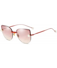 Rimless Fashion Cat glasses vintage pearl embellished Rimless Lady sunglasses - Red - CP18ST6OE50 $25.63