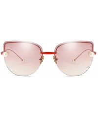 Rimless Fashion Cat glasses vintage pearl embellished Rimless Lady sunglasses - Red - CP18ST6OE50 $25.63