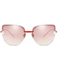 Rimless Fashion Cat glasses vintage pearl embellished Rimless Lady sunglasses - Red - CP18ST6OE50 $9.99