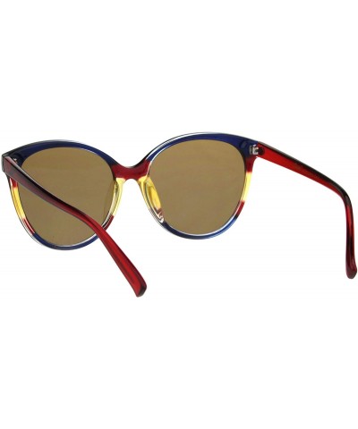 Round Womens Fashion Sunglasses Classic Chic Round Butterfly Frame UV 400 - Navy Red Yellow (Brown) - CP18ORR3MQ7 $8.68