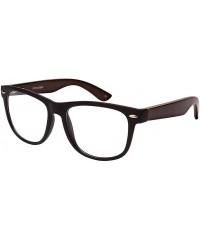 Square Clear UV Lens Bamboo Sunglasses w/Spring Hinge 540946SBM-CL - Matte Black+dark Brown Bamboo - C612MXVITOI $13.58