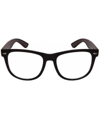 Square Clear UV Lens Bamboo Sunglasses w/Spring Hinge 540946SBM-CL - Matte Black+dark Brown Bamboo - C612MXVITOI $13.58