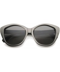 Cat Eye Women's High Fashion Two-Toned Tinted Lens Oversize Cat Eye Sunglasses 55mm - Black-gunmetal / Smoke - C912I21SN9P $1...